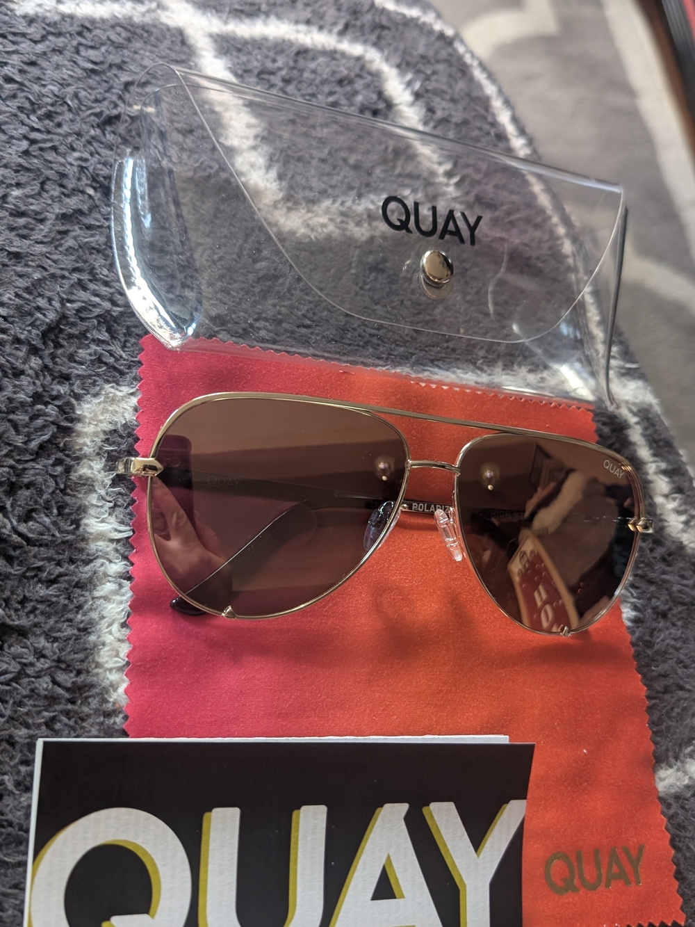 Quay Australia Women's Aviator Sunglasses - Gold Frame, Brown Lenses